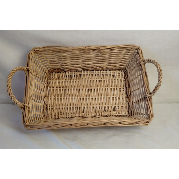 Vintage Woven & Rattan 13 1/2" Rectangular Bread/Pastry/Gift Basket - Picture 2 of 6